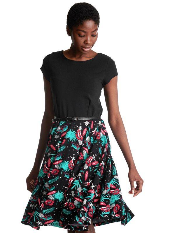 Nastrovje Potsdam Pussy Deluxe Aloha Damen Petticoat-Kleid Schwarz/allover