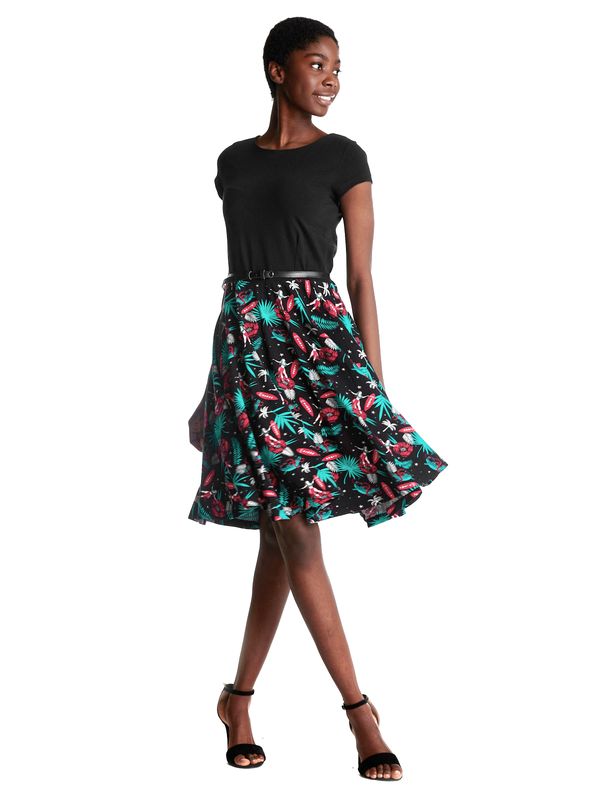 Nastrovje Potsdam Pussy Deluxe Aloha Damen Petticoat-Kleid Schwarz/allover