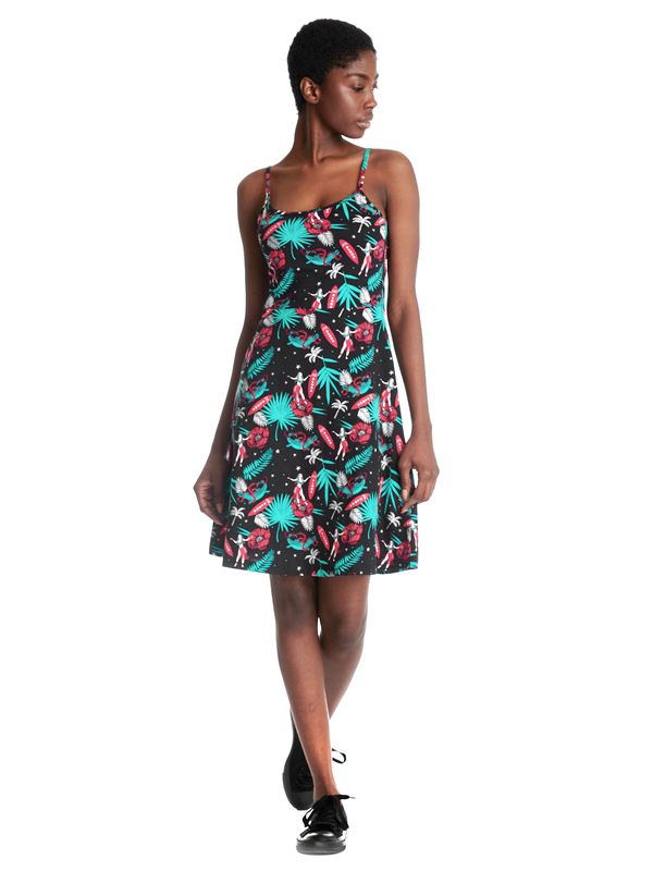 Nastrovje Potsdam Pussy Deluxe Aloha Damen Trägerkleid Schwarz/allover