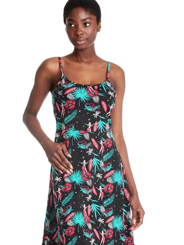 Nastrovje Potsdam Pussy Deluxe Aloha Damen Trägerkleid Schwarz/allover