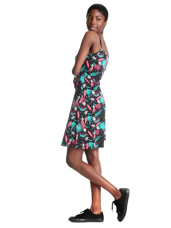 Nastrovje Potsdam Pussy Deluxe Aloha Damen Trägerkleid Schwarz/allover