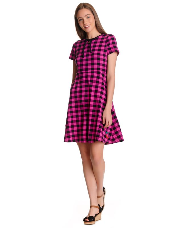 Nastrovje Potsdam Pussy Deluxe Back To 1955 Pink Checkered Damen A-Linien-Kleid Pink Allover