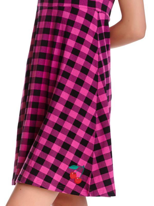 Nastrovje Potsdam Pussy Deluxe Back To 1955 Pink Checkered Damen A-Linien-Kleid Pink Allover