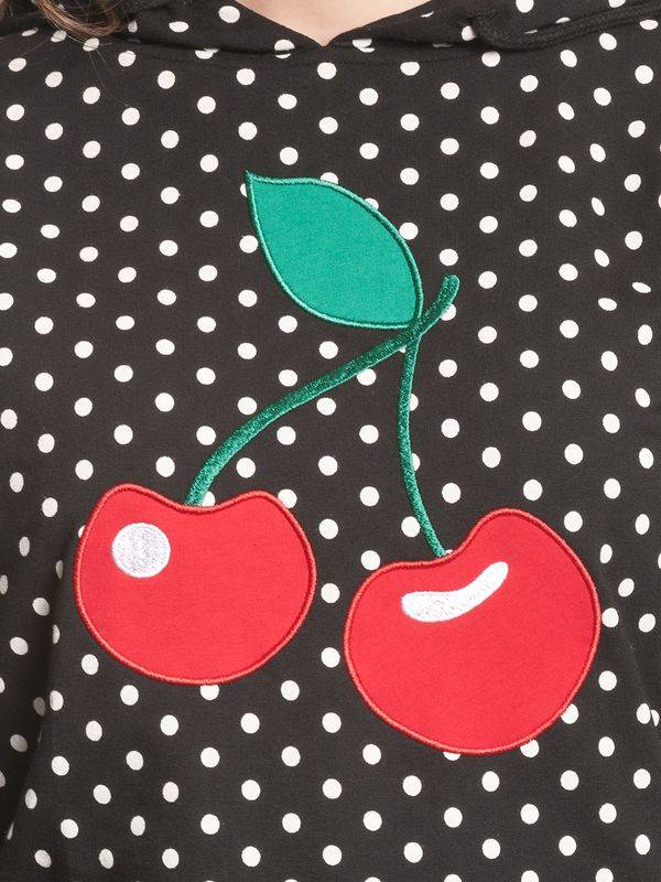 Nastrovje Potsdam Pussy Deluxe Big Cherry Damen Kapuzensweatshirt Schwarz Allover