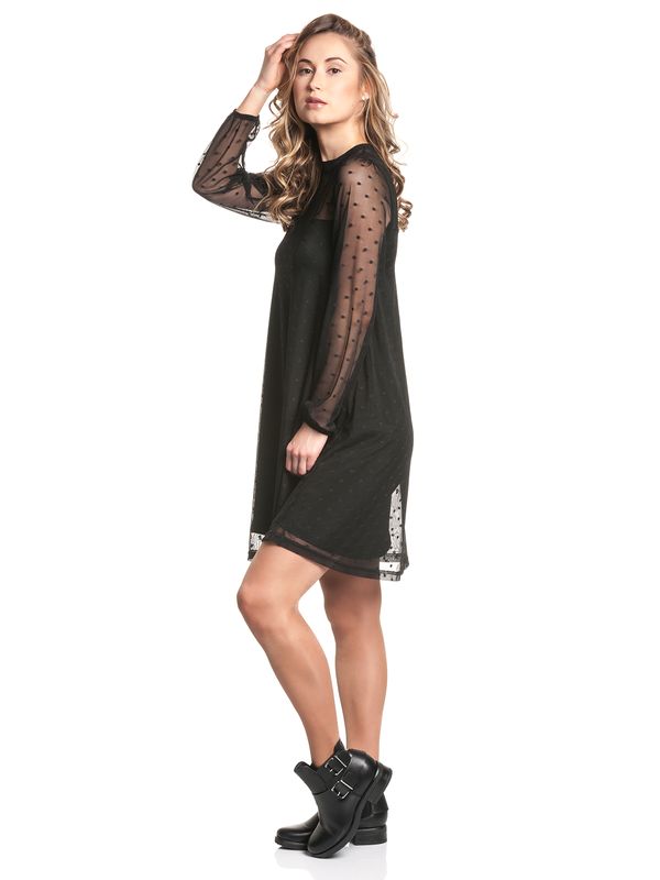 Nastrovje Potsdam Pussy Deluxe Black Dots Damen A-Linien-Kleid Schwarz