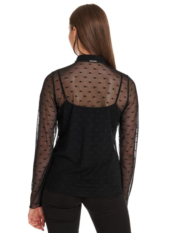 Nastrovje Potsdam Pussy Deluxe Black Dots Damen Langarmbluse Schwarz