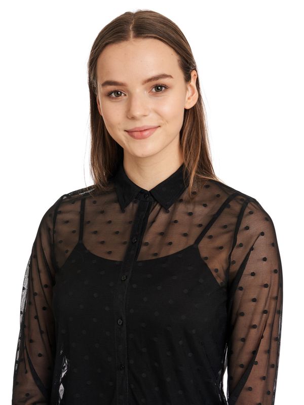 Nastrovje Potsdam Pussy Deluxe Black Dots Damen Langarmbluse Schwarz