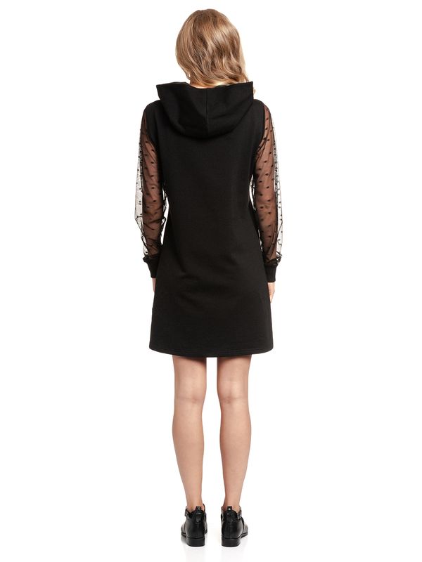 Nastrovje Potsdam Pussy Deluxe Black Dots Shawl Hooded Damen Sweatkleid Schwarz