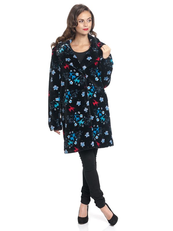 Nastrovje Potsdam Pussy Deluxe Blossom Coat Damen Wintermantel Schwarz Allover
