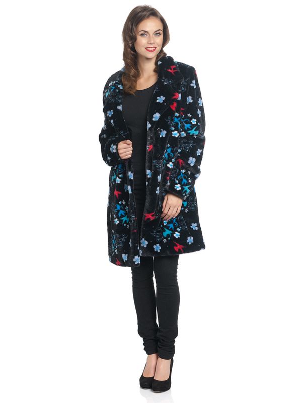 Nastrovje Potsdam Pussy Deluxe Blossom Coat Damen Wintermantel Schwarz Allover
