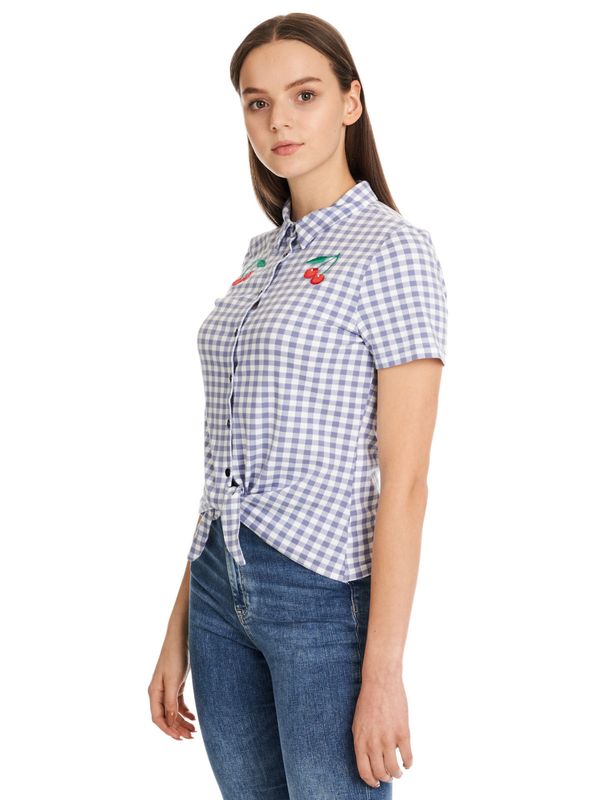 Nastrovje Potsdam Pussy Deluxe Blue Plaid Damen Kurzarmbluse Blau Allover