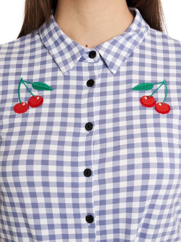 Nastrovje Potsdam Pussy Deluxe Blue Plaid Damen Kurzarmbluse Blau Allover