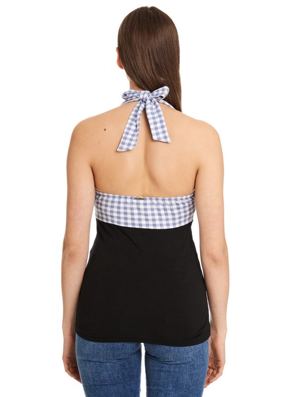 Nastrovje Potsdam Pussy Deluxe Blue Plaid Damen Neckholdertop Schwarz/blau