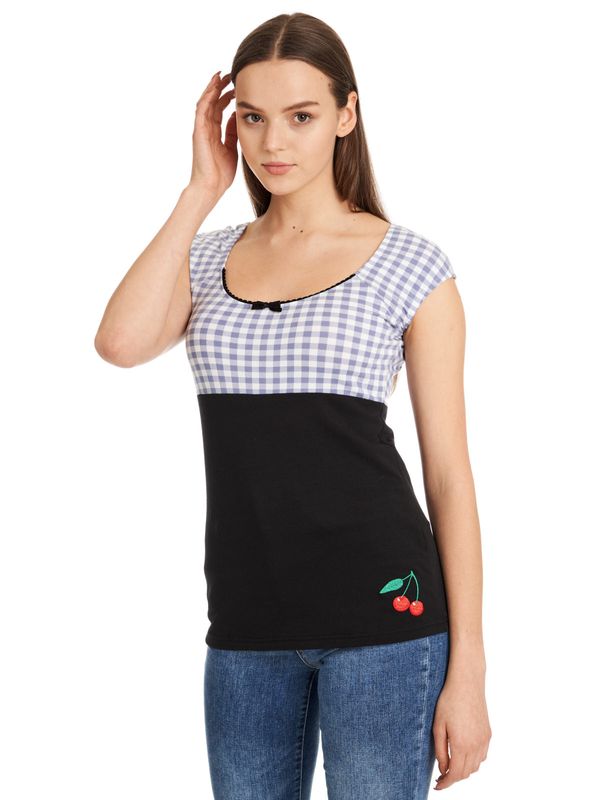 Nastrovje Potsdam Pussy Deluxe Blue Plaid Evie Damen T-Shirt Schwarz/blau