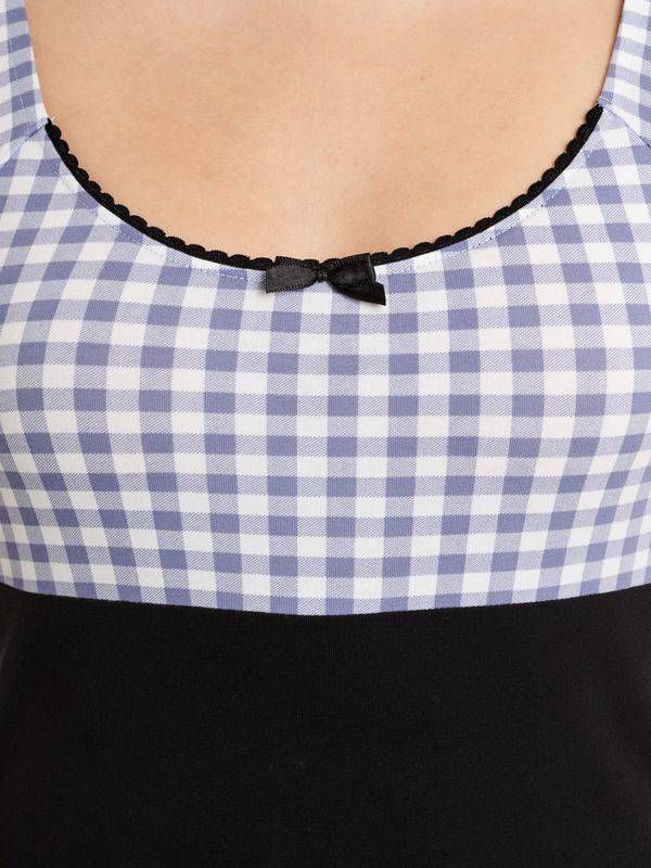 Nastrovje Potsdam Pussy Deluxe Blue Plaid Evie Damen T-Shirt Schwarz/blau