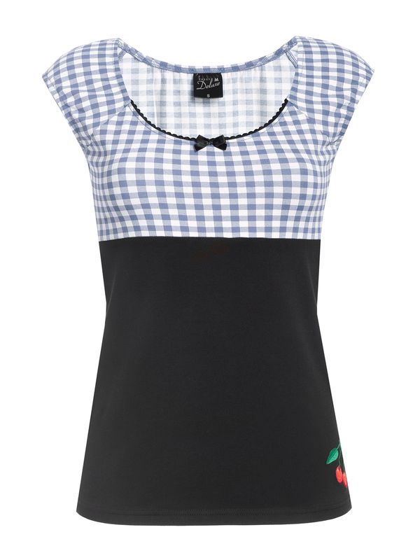 Nastrovje Potsdam Pussy Deluxe Blue Plaid Evie Damen T-Shirt schwarz/blau