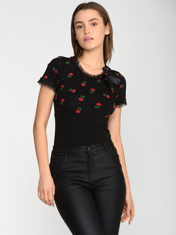 Nastrovje Potsdam Pussy Deluxe Bow On Cherries Shirt Female Schwarz/allover
