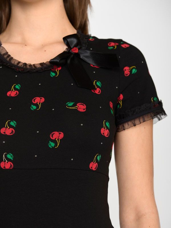 Nastrovje Potsdam Pussy Deluxe Bow On Cherries Shirt Female Schwarz/allover