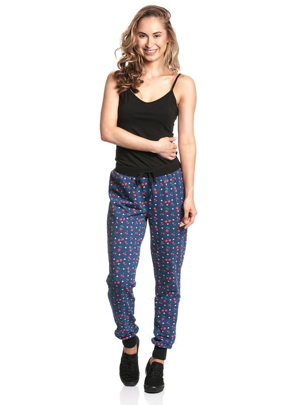 Nastrovje Potsdam Pussy Deluxe Cat Paws & Cherries Damen Sweathose Blau Allover