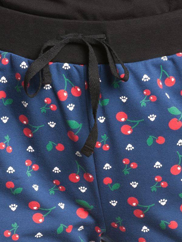Nastrovje Potsdam Pussy Deluxe Cat Paws & Cherries Damen Sweathose Blau Allover