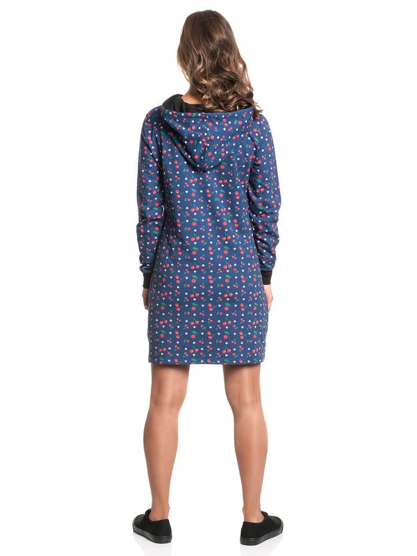 Nastrovje Potsdam Pussy Deluxe Cat Paws & Cherries Damen Sweatkleid Blau Allover