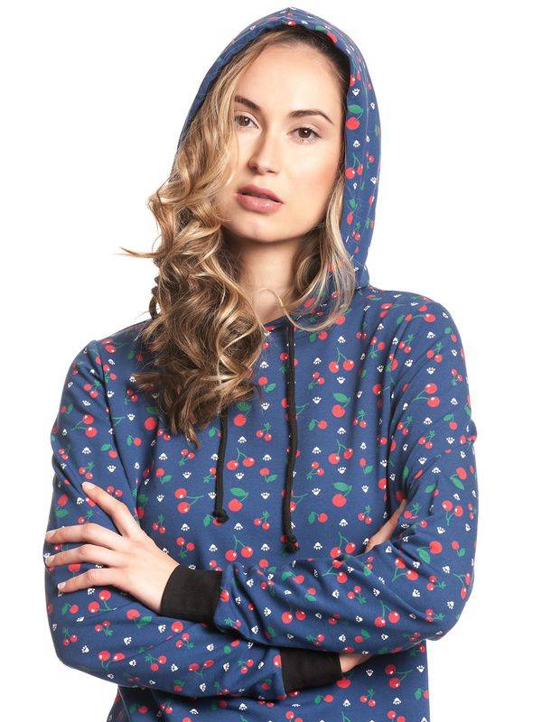 Nastrovje Potsdam Pussy Deluxe Cat Paws & Cherries Damen Sweatkleid Blau Allover