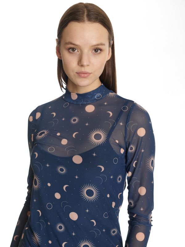 Nastrovje Potsdam Pussy Deluxe Celestial Blue Mystic Damen 2-in-1-Kleid Blau Allover