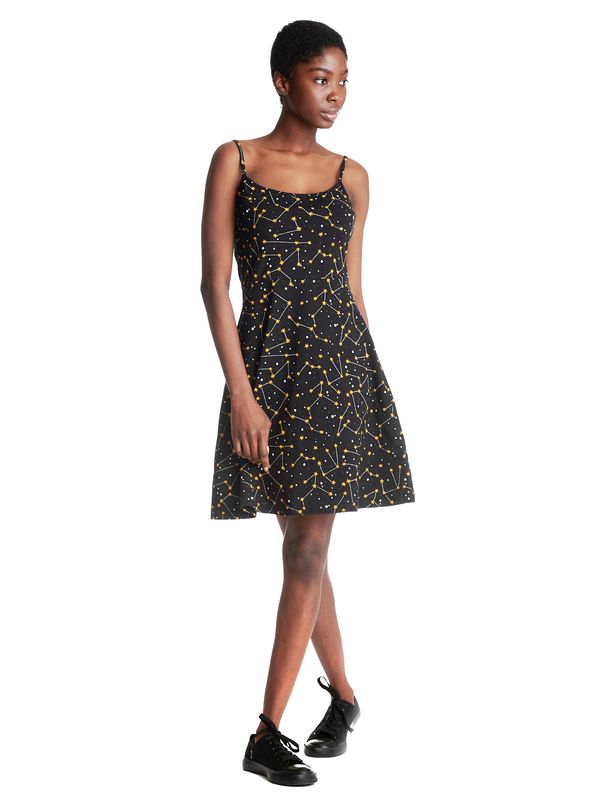 Nastrovje Potsdam Pussy Deluxe Celestial Stars Damen Trägerkleid Schwarz Allover