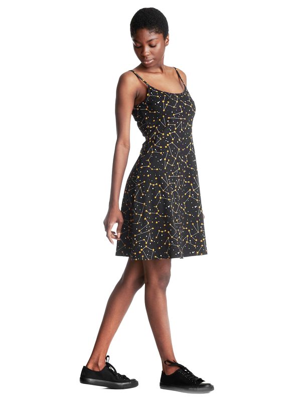 Nastrovje Potsdam Pussy Deluxe Celestial Stars Damen Trägerkleid Schwarz Allover