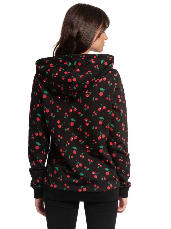 Nastrovje Potsdam Pussy Deluxe Cherries Damen Kapuzensweatjacke Schwarz Allover