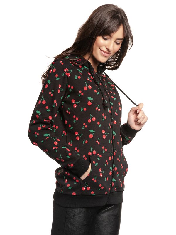 Nastrovje Potsdam Pussy Deluxe Cherries Damen Kapuzensweatjacke Schwarz Allover