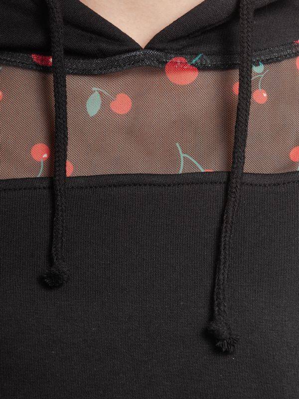 Nastrovje Potsdam Pussy Deluxe Cherries Damen Kapuzensweatshirt Schwarz Allover