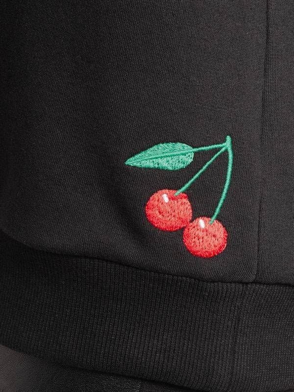 Nastrovje Potsdam Pussy Deluxe Cherries Damen Kapuzensweatshirt Schwarz Allover