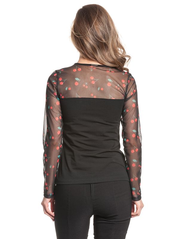 Nastrovje Potsdam Pussy Deluxe Cherries Damen Langarmshirt Schwarz Allover