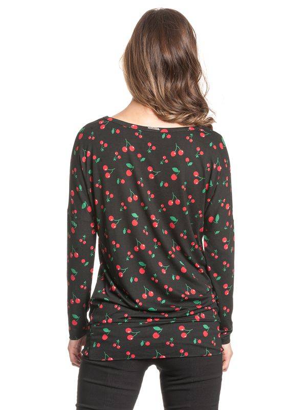 Nastrovje Potsdam Pussy Deluxe Cherries Damen Langarmshirt Schwarz Allover