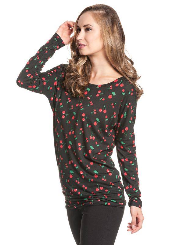 Nastrovje Potsdam Pussy Deluxe Cherries Damen Langarmshirt Schwarz Allover