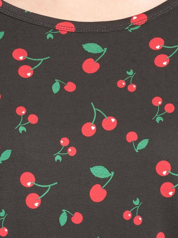 Nastrovje Potsdam Pussy Deluxe Cherries Damen Langarmshirt Schwarz Allover