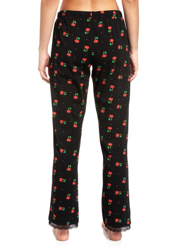 Nastrovje Potsdam Pussy Deluxe Cherries Damen Schlafhose Schwarz Allover