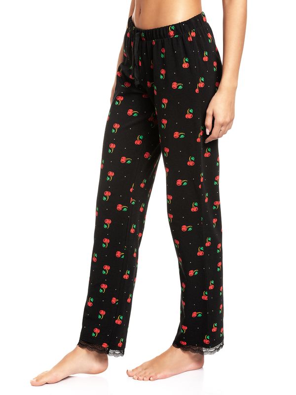 Nastrovje Potsdam Pussy Deluxe Cherries Damen Schlafhose Schwarz Allover