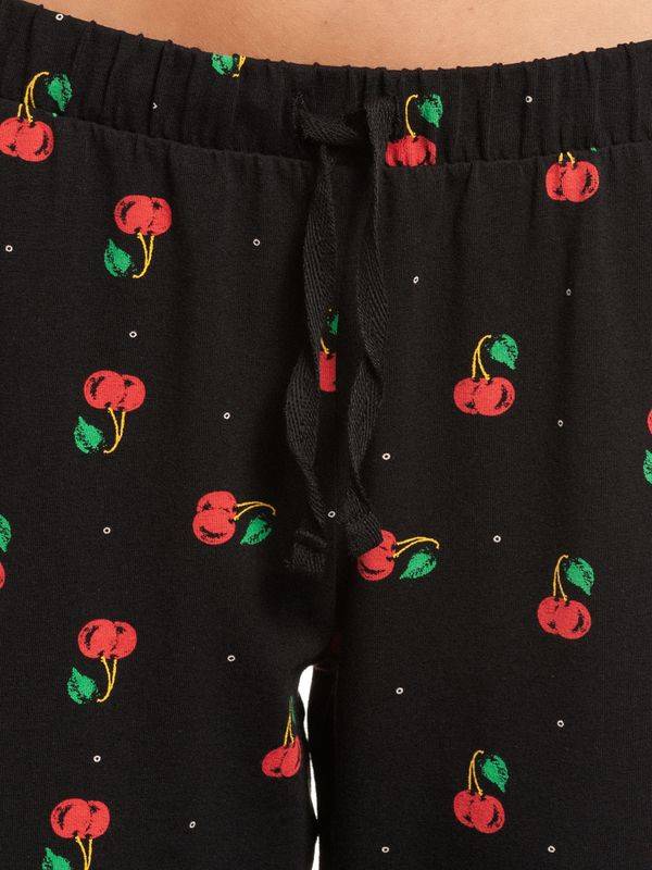 Nastrovje Potsdam Pussy Deluxe Cherries Damen Schlafhose Schwarz Allover