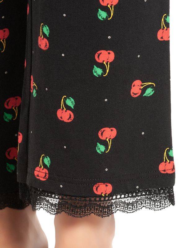 Nastrovje Potsdam Pussy Deluxe Cherries Damen Schlafhose Schwarz Allover