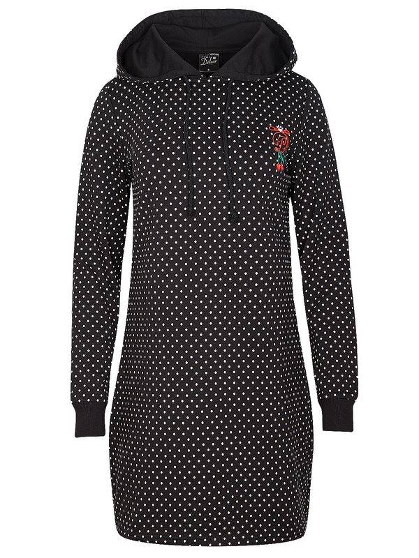 Nastrovje Potsdam Pussy Deluxe Cherries Dots Damen Sweatkleid schwarz allover