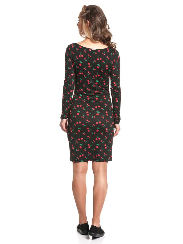 Nastrovje Potsdam Pussy Deluxe Cherries Slim Damen Sweatkleid Schwarz Allover