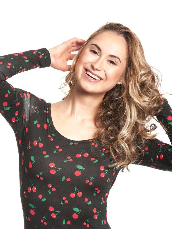 Nastrovje Potsdam Pussy Deluxe Cherries Slim Damen Sweatkleid Schwarz Allover