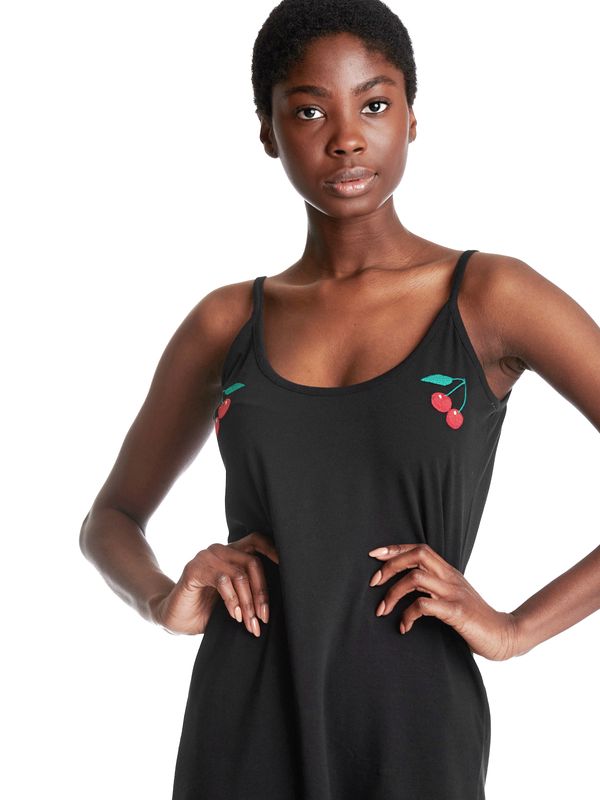 Nastrovje Potsdam Pussy Deluxe Cherry Long Damen Trägerkleid Schwarz