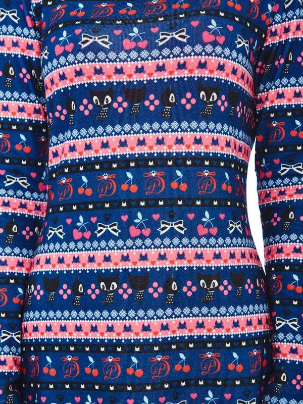 Nastrovje Potsdam Pussy Deluxe Cherry Winter Damen A-Linien-Kleid Mehrfarbig