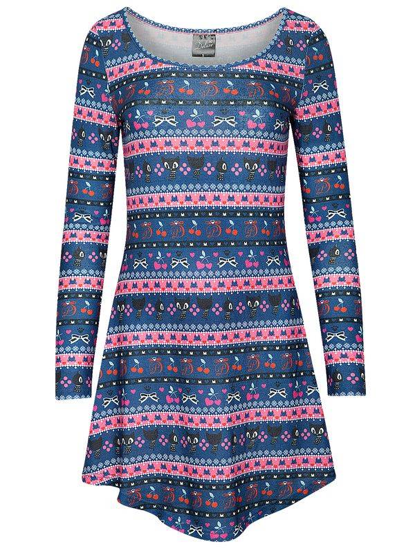 Nastrovje Potsdam Pussy Deluxe Cherry Winter Damen A-Linien-Kleid mehrfarbig