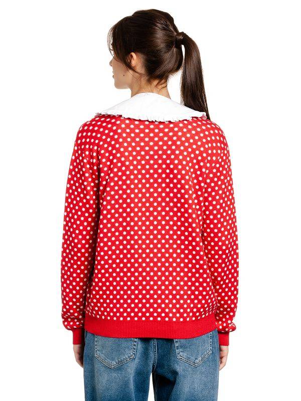Nastrovje Potsdam Pussy Deluxe Chic Dotties Damen Strickpullover Rot Allover