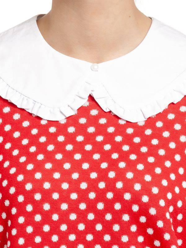 Nastrovje Potsdam Pussy Deluxe Chic Dotties Damen Strickpullover Rot Allover