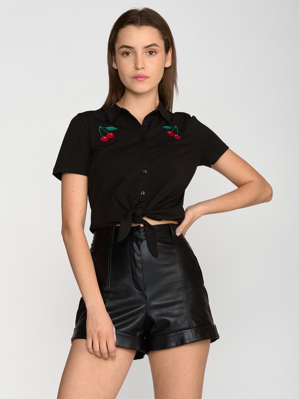 Nastrovje Potsdam Pussy Deluxe Classic Black Damen Kurzarmbluse Schwarz